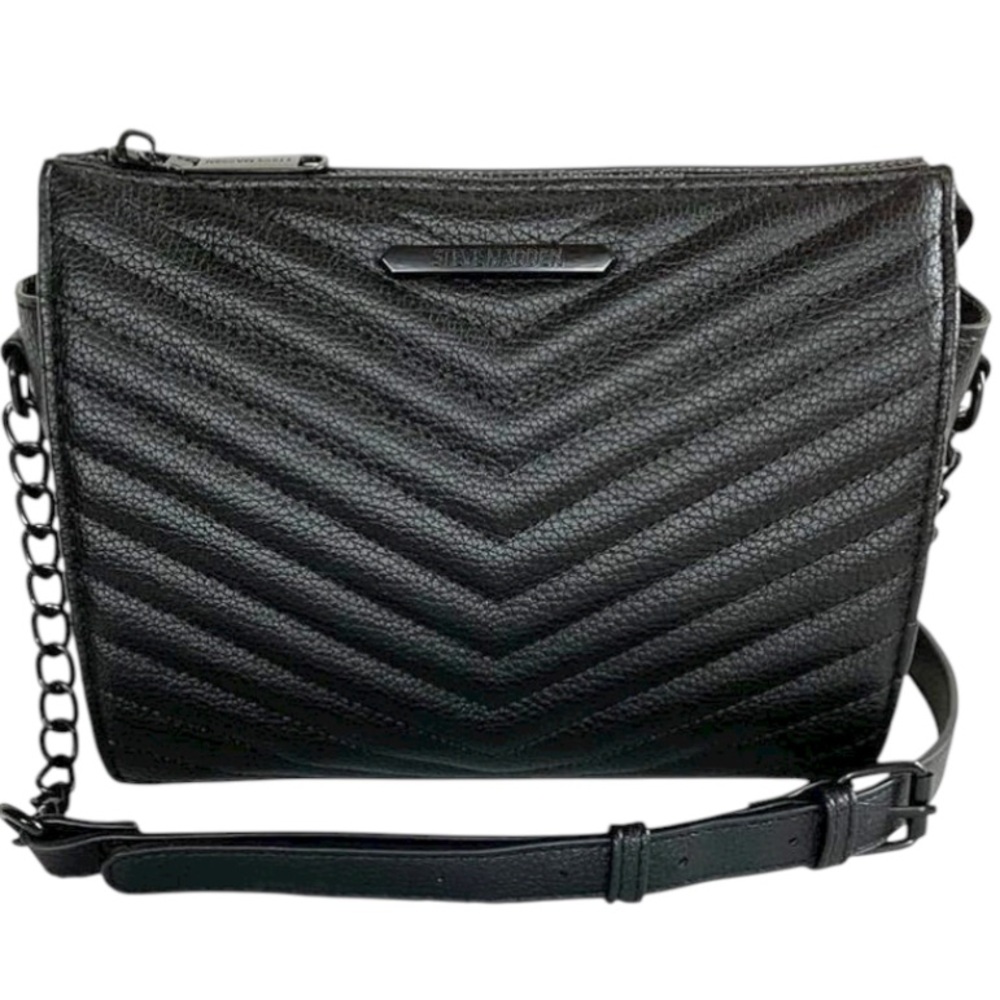 𝐒𝐓𝐄𝐕𝐄 𝐌𝐀𝐃𝐃𝐄𝐍 | BLACK QUILTED CHEVRON CROSSBODY PURSE - Picture 16 of 16